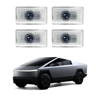 Imagem de Airayvis Luzes de LED com logotipo personalizado para Tesla Cybertruck - Luzes de projeção de boas-vindas ultra brilhantes, design plug-and-play, perfeito para estilo noturno e identificação