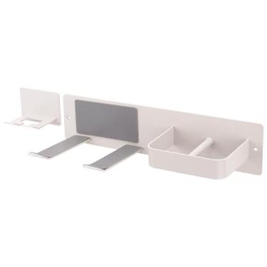 Imagem de DODAMOUR Suporte de parede para secador de cabelo, suporte autoadesivo para secador de cabelo, organizador de secador de cabelo e alisador de aço inoxidável sem broca, armazenamento minimalista de