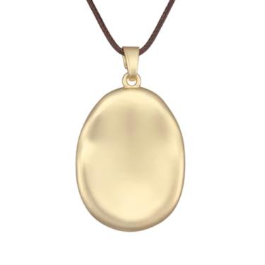 Imagem de Jeniiahua Colares femininos longos Boho com pingente de madeira de couro vintage, estilo étnico, círculo, dourado, hippie, colar, Couro sintético, Sem Pedra Preciosa