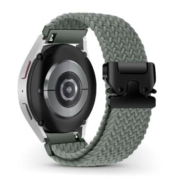 Imagem de RoYiio Pulseira de nylon para Samsung Galaxy Watch 7 FE 6 5 4 mm de 44 mm e 44 mm, respirável, macio, confortável, tecido de 20 mm para Garmin Vivoactive 5/Forerunner 165/Vivomove Trend - verde, Verde