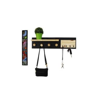 Imagem de Cabideiro de Parede com Prateleira Porta Chaves e Cartas - tendência7,