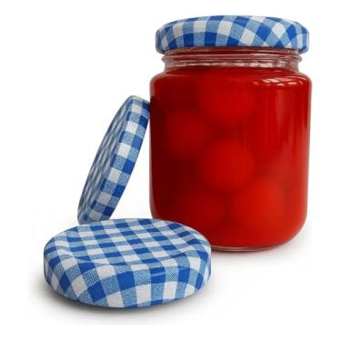 Imagem de 24 Potes Vidro Nadir Figueiredo Belém 240ml Tampa E Lacre (Xadrez Azul)