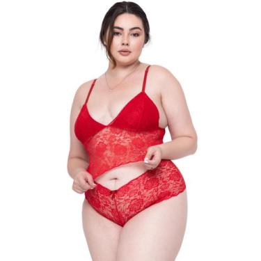 Imagem de Conjunto Lingerie Renda Espera Marido Sensual Plus Size Cropped Calcin