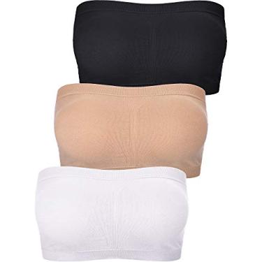 Imagem de Sutiã bandeau feminino acolchoado sem alças sutiã sem costura sutiã top top top sem costura, Preto, branco e nude, G
