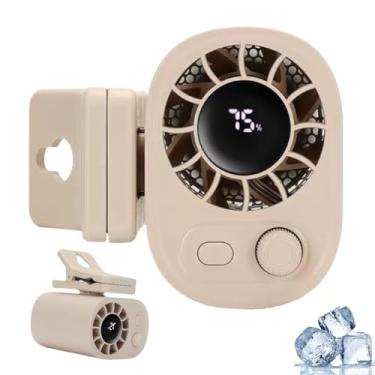 Imagem de Pequeno ventilador com clipe portátil USB mini ventilador 2025, ajuste de velocidade 0-100, recarregável pessoal com visor LED para guarda-chuva, mesa, dormitório, acampamento, carrinho, golfe