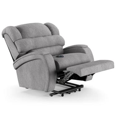 Imagem de Poltrona Do Papai Reclinável Kalie Elevação Lift Elétrico Fh9 Linho Cinza - Mpozenato