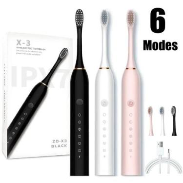Imagem de Escova De Dental Dente Elétrica Recarregável Usb 5 Funções - Danns-Dis