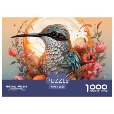 Imagem de Quebra-cabeça de pássaros, 1000 peças, animais 3D, adultos, brinquedo divertido, jogo intelectual, alívio de estresse, decoração, jogo educativo, relaxamento e inteligência, 1000 peças (75 x 50 cm)