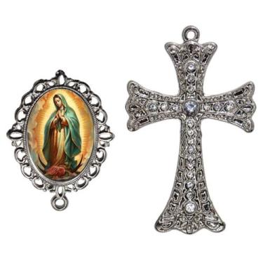 Imagem de Crucifixo Para Terço de Noiva Relicario Nossa Senhora de Guadalupe Peç