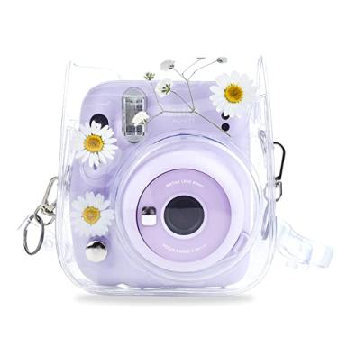 Imagem de HIYQIN Capa Transparente Compatível Com Fujifilm Instax Mini 12/11/9/8/8+/40, Bolsa De Pvc Para Câmera Polaroid 11 - Flores Brancas