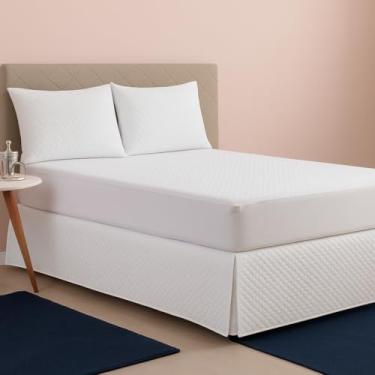 Imagem de Kit Capa Impermeável Protetora para Colchão Queen + 02 Protetores Impermeáveis para Travesseiro - 4 Camadas de Proteção - Respirável e Não faz barulho - (Branco, Queen)