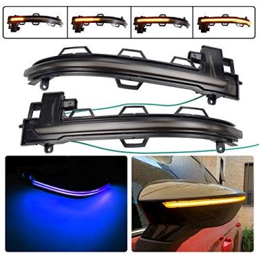 Imagem de Espelho lateral de LED dinâmico sequencial para BMW X3 F25 X4 F15 X5 F26 X6 F16 2014 2015 2016 2017 (azul-amarelo)