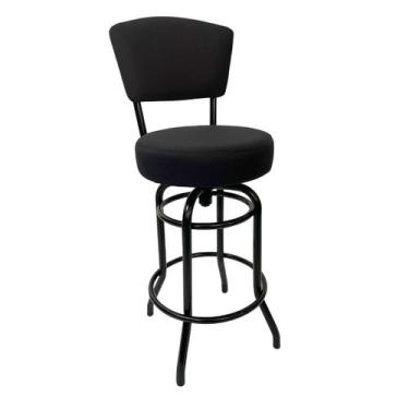 Imagem de Banqueta Bar com Encosto Giratória Altura 65cm cor Preta Assento gross