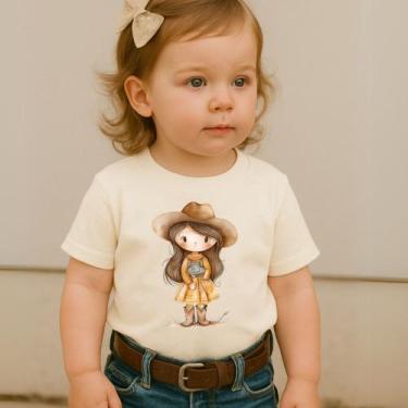 Imagem de Camiseta Blusa Infantil Feminina Estampa Menina Fazendeira 020 Country