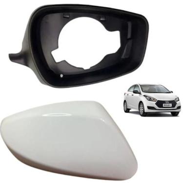 Imagem de Aro retrovisor e capa branco sem furo hb20 2012 a 19 direito - BLAWER
