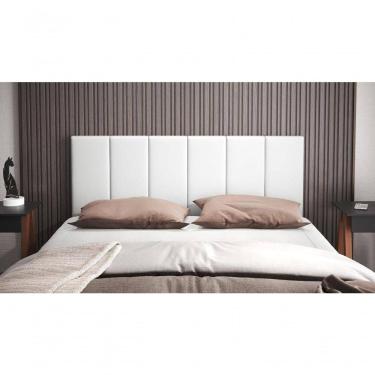 Imagem de Cabeceira Casal Laura 1,40 Almofadada Corino Branco