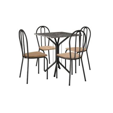 Imagem de Conjunto Mesa Thais 4 Cadeiras 004 Base Preto Tampo Granito