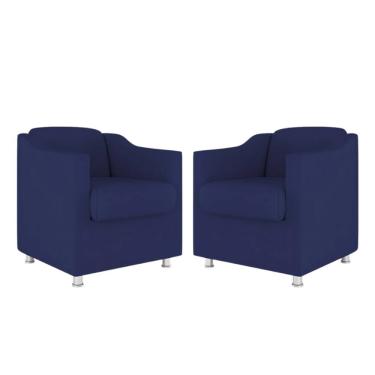 Imagem de Kit 2 Poltronas Bia Decorativa Reforçada Recepção Clinica Salão Sala De Estar Suede Azul Tifany