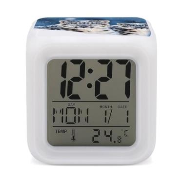 Imagem de RTFGHJS Despertador, olho azul, leopardo, colorido, despertador pequeno, visor de LED, despertador digital, relógio compacto, relógio eletrônico para quartos, cabeceira, mesa, prateleira, tamanho