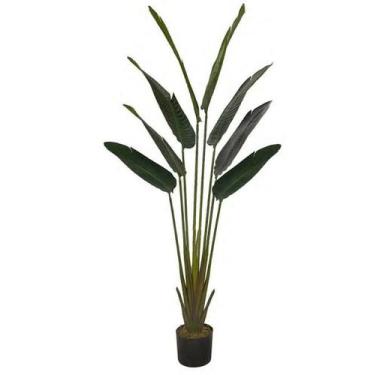 Imagem de Planta Árvore Artificial Palmeira Viajante Real Toque C/Pote X8 Verde 