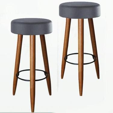Imagem de Banqueta Astra 70cm - Pés Palito - Suede - 2 Unidades - Decore.Com