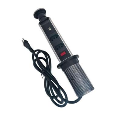 Imagem de Torre Tomada Embutir Mesa Bancada USB Multiplug - B-max