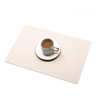 Imagem de Conjunto de 6 jogo americano retangular estilo nórdico para tapete de comida ocidental, mesa de cozinha interna/externa (tamanho: 30 x 45 cm (11,8 x 17,7 polegadas), cor: bege)