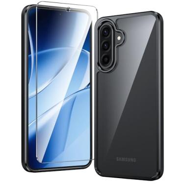 Imagem de FNTCASE Capa para Samsung Galaxy A36-5G: Capa para celular Galaxy A56 5G de grau militar com proteção contra quedas antiamarelamento - Capas protetoras à prova de choque transparentes (preto)