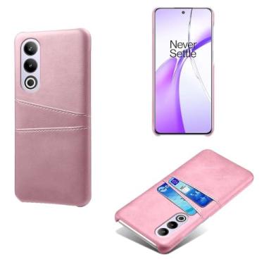 Imagem de Capas Compatível com Oneplus ACE 3V,Caso de couro PU-Tampa de telefone a prova de choque com 2 slots de cartão,Proteção anti-impressão digital e anti-gota-Pink