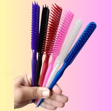 Imagem de Pente Tres Fileiras，Kit 6 Pentes Cabo Fino TrêS Fileiras Escova TrêS Fileiras Sortidos(5 UNIDADES)