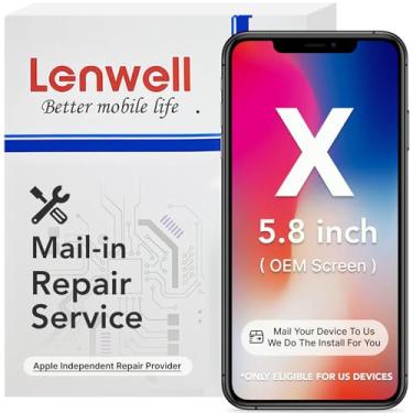 Imagem de Lenwell Serviço de reparo por correio com tela original para iPhone X 5,8 polegadas, tela LCD digitalizadora de tela de substituição Touch Assembly A1865 A1901 A1902 (Serviço de instalação)