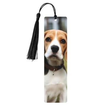 Imagem de Marcador de livro de madeira para homens e mulheres novidade mordaça adorável cão beagl marcador de livro para amantes de livros exclusivos feitos à mão com pingente de borla, acessórios para livros