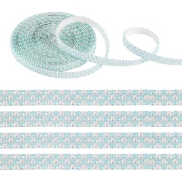 Imagem de Craftdady Fitas de strass de resina de 3 metros autoadesivas imitação de cristal pérola rolo cinto com glitter cintilante turquesa pálida acessórios para fantasia para telefone faça você mesmo, boné