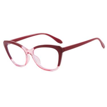 Imagem de Armação de óculos feminina anti-raios azuis, óculos fashion estilo gatinho (C1-rosa transparente)