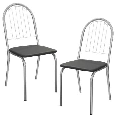 Imagem de Kit 2 Cadeiras Cromada Sala Jantar 2C077CR Corino Nude Kappesberg