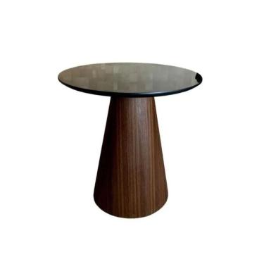 Imagem de Mesa Cone Lateral Base Imbuia Rajado Tampo 41 Cm Laca Preta