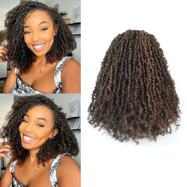 Imagem de GIX Cabelo de crochê Yanky Twist - 15 cm, 8 pacotes (30 fios/peças) preto misto marrom pré-torcido macio primavera mini torção curto Bob Passion Twist, tranças de crochê trançadas cabelo (15 cm, F1B