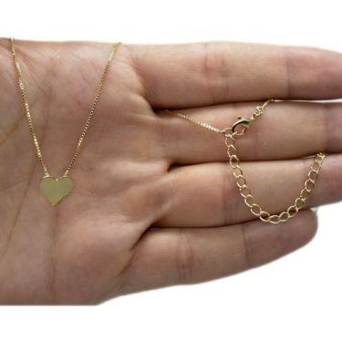 Imagem de Colar Corrente Cordao Coração Liso Folheada A Ouro 18k - Papillon Semi