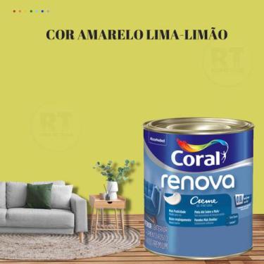 Imagem de Tinta Parede Amarelo Acrílica Fosca Renova 800ml - Coral, LIMA LIMÃO
