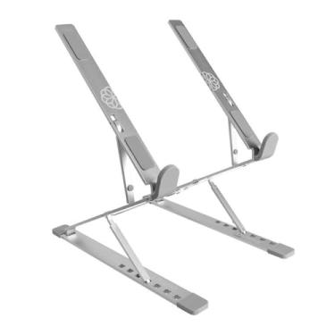 Imagem de Suporte Ajustável Para Notebook e Tablet Zinnia Galatsi | Liga de Alumínio de Alta Resistência | Capacidade até 8 kg | Retrátil e Ergonômico | Até 17 Polegadas | Portátil | Prata