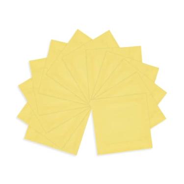 Imagem de Solino Home Guardanapos de coquetel de linho 15 x 15 cm - Conjunto de 12, guardanapos de coquetel de pano amarelo 100% linho puro - Sonoma