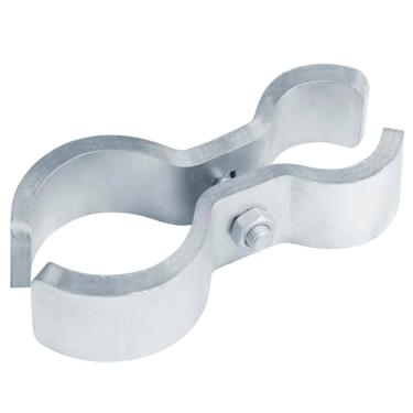 Imagem de 2 conjuntos de grampos de painel de cerca pesada de elos de corrente, grampos de canil de sela para estruturas de painel de tubos de 9,5 cm x 6,8 cm