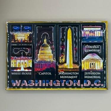 Imagem de Imã de geladeira de lembrança Washington DC, marcos de design 3D, material MDF, várias cores (preto/dourado WDC)