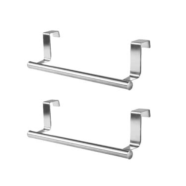 Imagem de ou 2 peças de barra de toalha de aço inoxidável opcional para porta de armário, barra para pendurar toalhas, banheiro, cozinha, suporte para lenços umedecidos, 23 cm, 2 peças