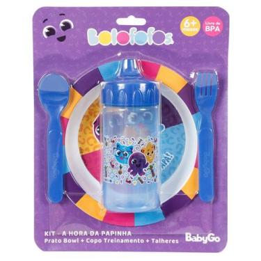 Imagem de Kit Papinha Bolofofos Prato Copo Talheres BabyGo 6+ Meses