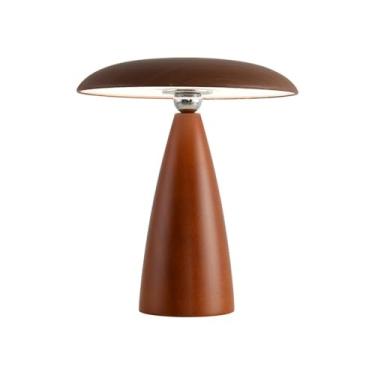 Imagem de Abajur de cabeceira Luminária de mesa retrô madeira com rotação sensível ao toque, abajur para quarto e estudo