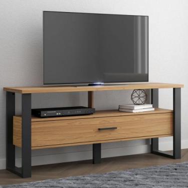 Imagem de Rack Industrial 140cm com 1 Gaveta  Freijo Preto Fosco Pradel, FREIJO/