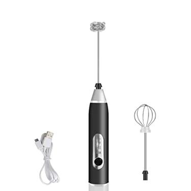 Imagem de Mini Mixer Recarregável Batedor Espumador De Bebidas Batedor Ovos Fuê Portátil Elétrico (Preto)