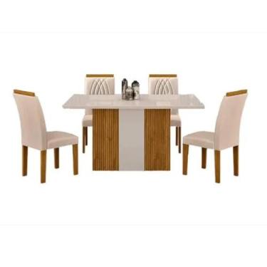 Imagem de Mesa Doha 1,20 Decor/Off Tampo Off C/Vidro 4 Cadeiras Doha - Leifer Mó