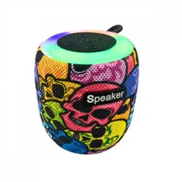 Imagem de Mini Caixa de Som LED RGB Bluetooth Portátil TWS Estampa Caveira 10W S